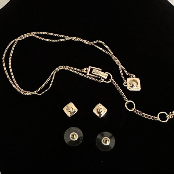 Givenchy Square Pave Stud Earrings & Necklace Set - Picture 4 of 6